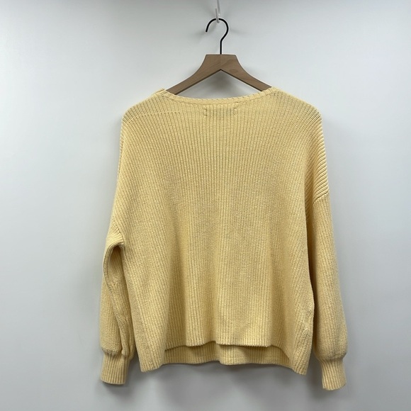 Ann Taylor LOFT Ribbed Knit V-Neck Slouchy Pullover Sweater Yellow Large - Picture 5 of 8